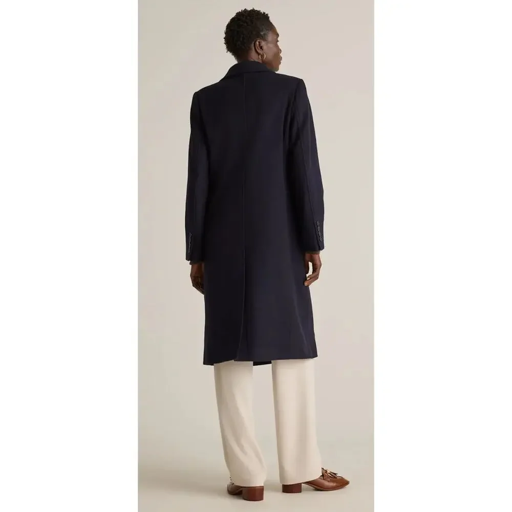 NWT Quince Italian Wool Double Breasted Coat Womens Medium Navy MSRP 190 - Picture 3 of 12